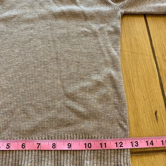 Hudson Women's wool Tan Crewneck Cutout Shoulder Stretchy Sweater new, as is L - Picture 14 of 16